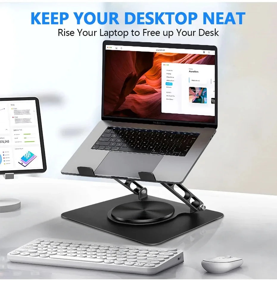 Support pour ordinateur portable Pivot Focus – Hauteur réglable et base rotative à 360°