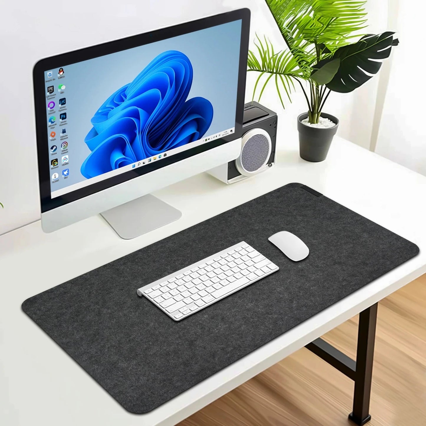 Tapis de bureau Focus Field – Tapis de souris étendu gris foncé
