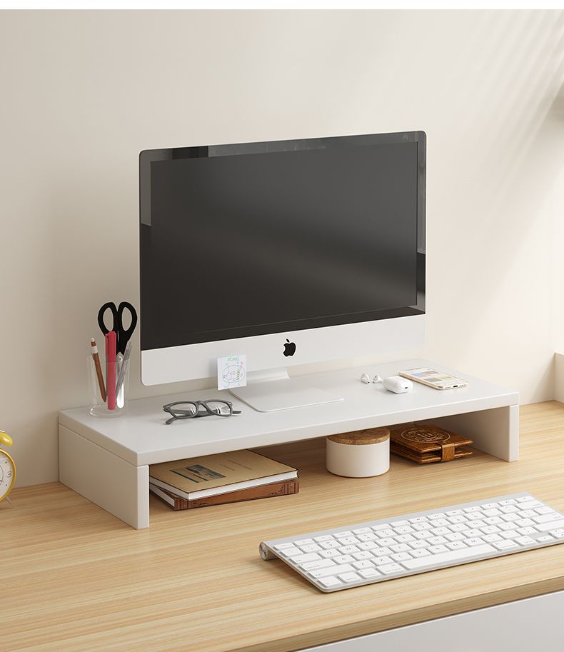Support de moniteur Focus Tier – Étagère de bureau avec rangement pour clavier et organiseur latéral