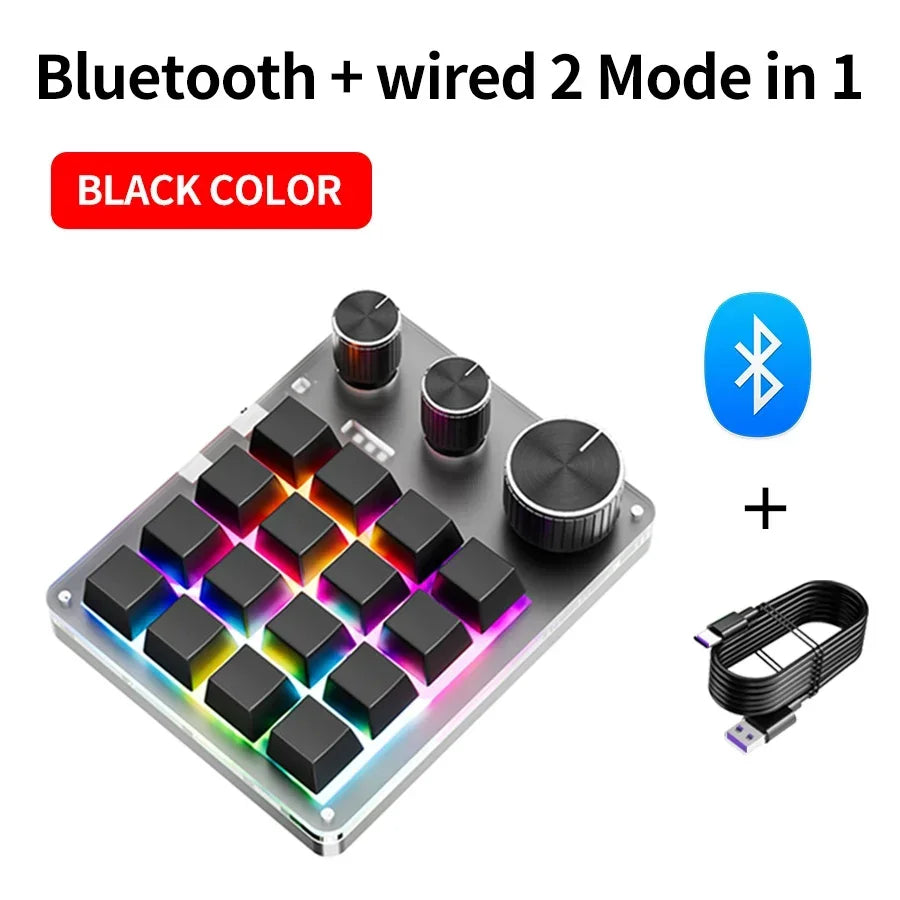 Focus Dial Macro Pad – 16-Tasten-Custom-Tastatur mit 3 Drehreglern