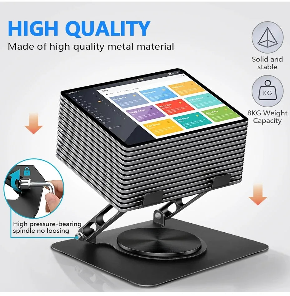 Support pour ordinateur portable Pivot Focus – Hauteur réglable et base rotative à 360°