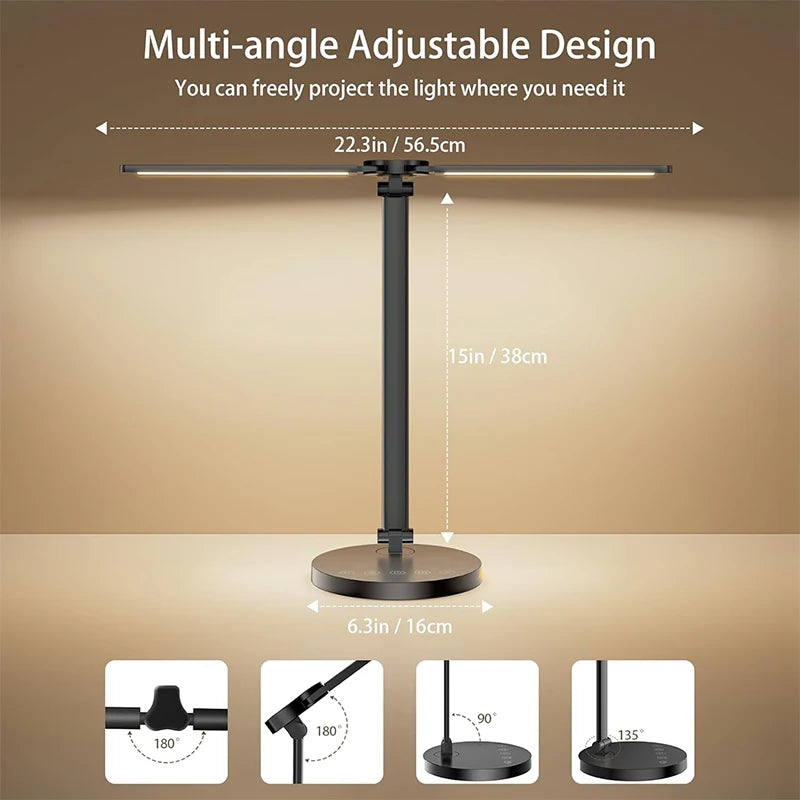 Lampe de bureau à LED Focus Bar – Luminosité et température de couleur réglables, recharge USB