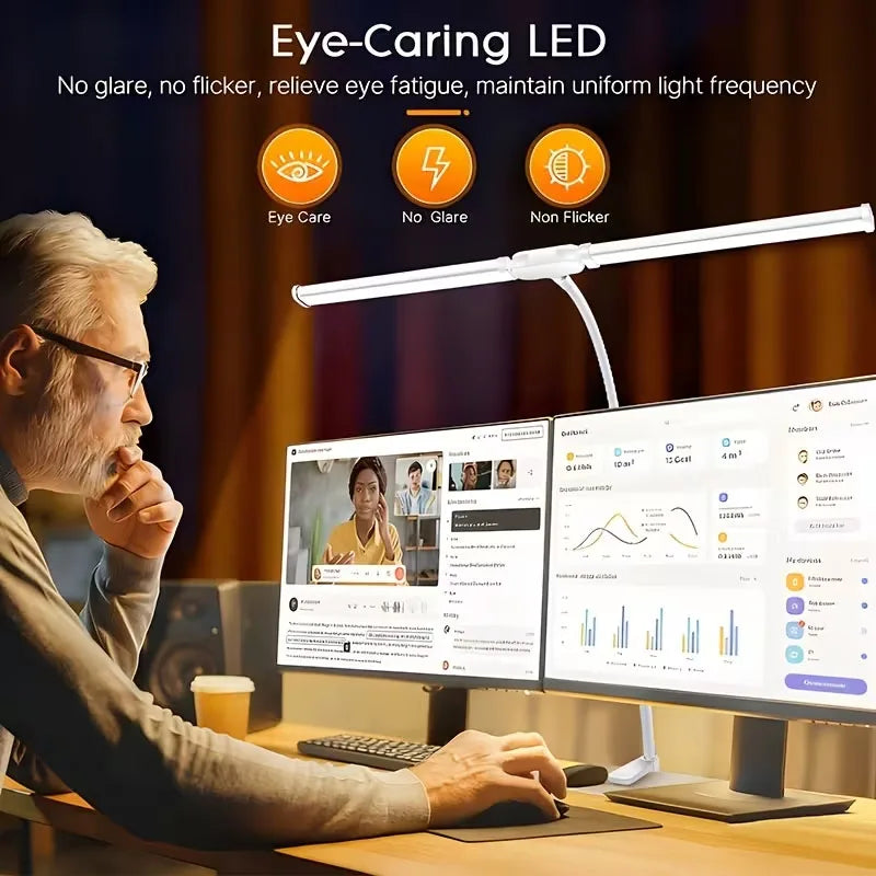 Éclairage de moniteur Focus Line – Lampe de bureau LED à pince avec faisceau dimmable pour la protection des yeux