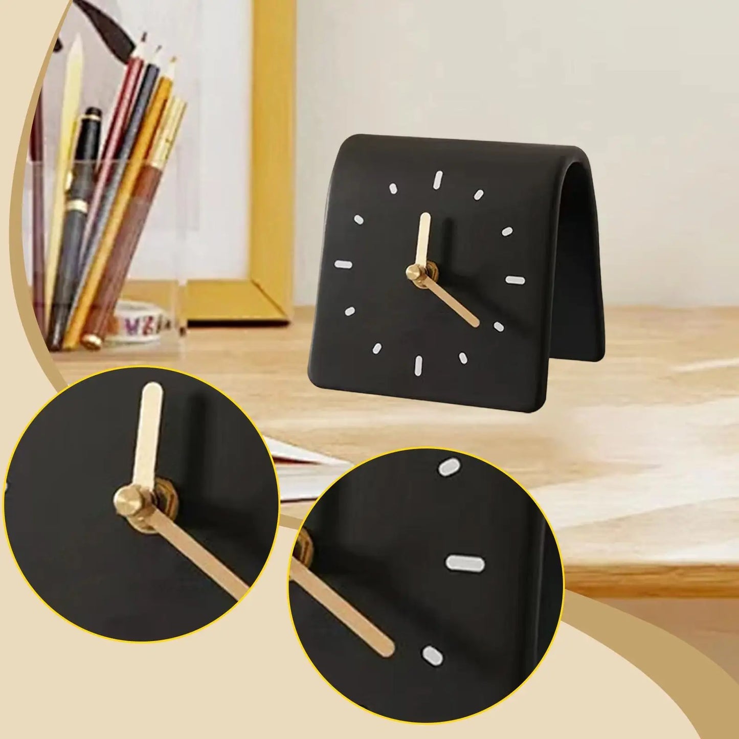 Horloge de bureau Focus Time – Horloge de cheminée silencieuse et minimaliste pour espaces de travail modernes