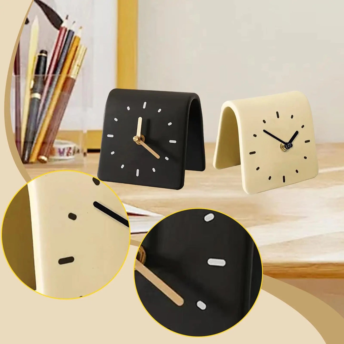 Horloge de bureau Focus Time – Horloge de cheminée silencieuse et minimaliste pour espaces de travail modernes