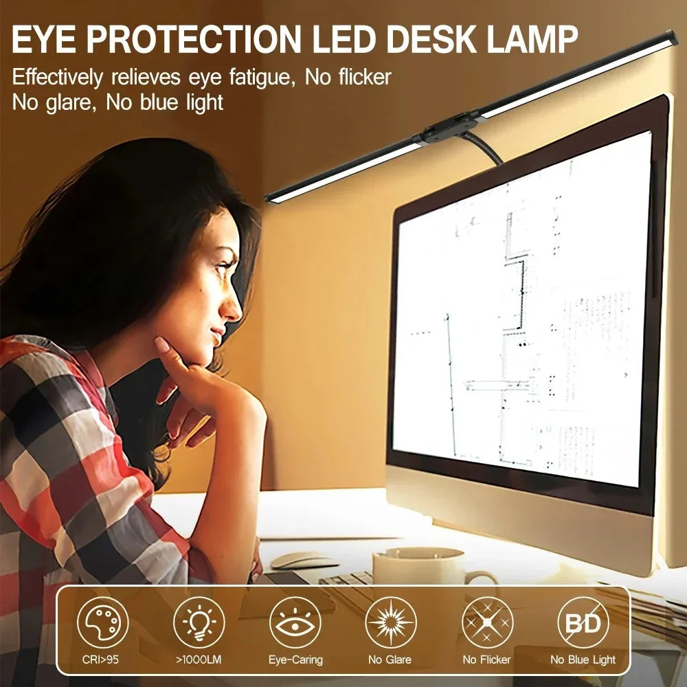 Éclairage de moniteur Focus Line – Lampe de bureau LED à pince avec faisceau dimmable pour la protection des yeux