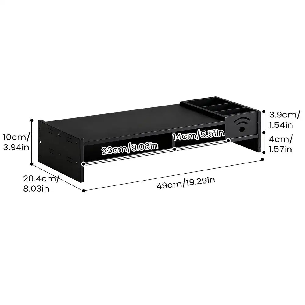 Support d'Écran Focus Stack – Étagère de Bureau à 2 Niveaux avec Rangements pour Clavier