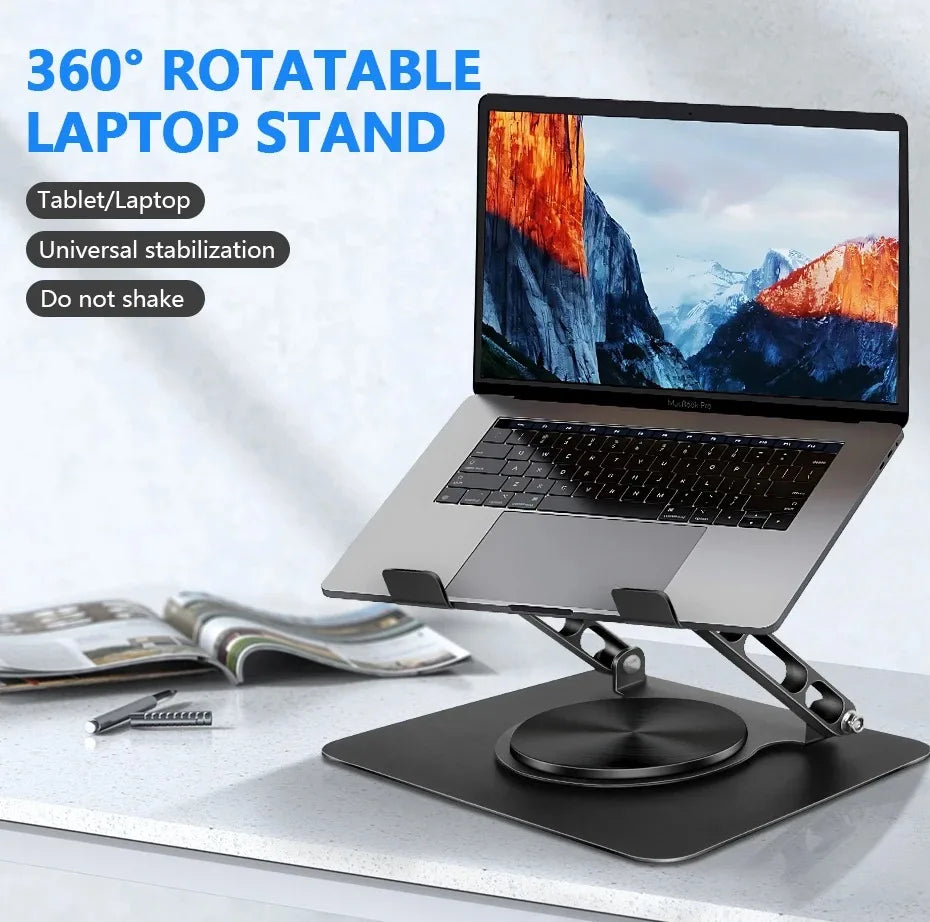 Support pour ordinateur portable Pivot Focus – Hauteur réglable et base rotative à 360°