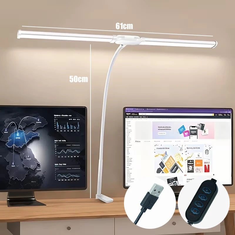 Éclairage de moniteur Focus Line – Lampe de bureau LED à pince avec faisceau dimmable pour la protection des yeux