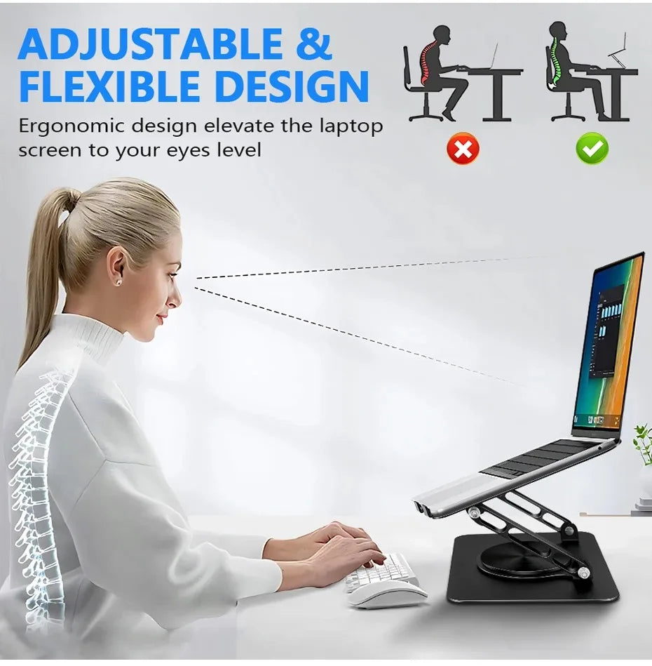 Support pour ordinateur portable Pivot Focus – Hauteur réglable et base rotative à 360°