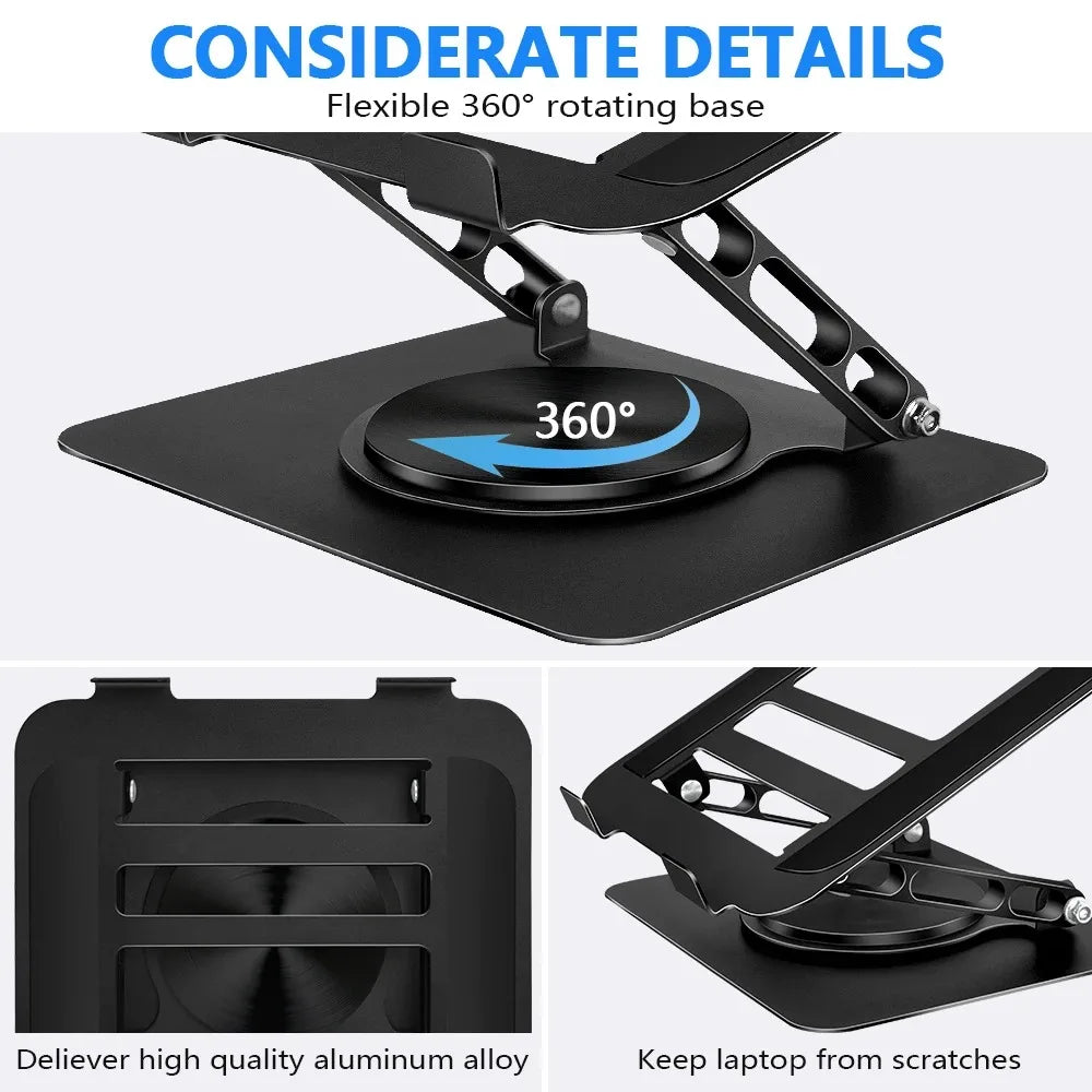 Support pour ordinateur portable Pivot Focus – Hauteur réglable et base rotative à 360°