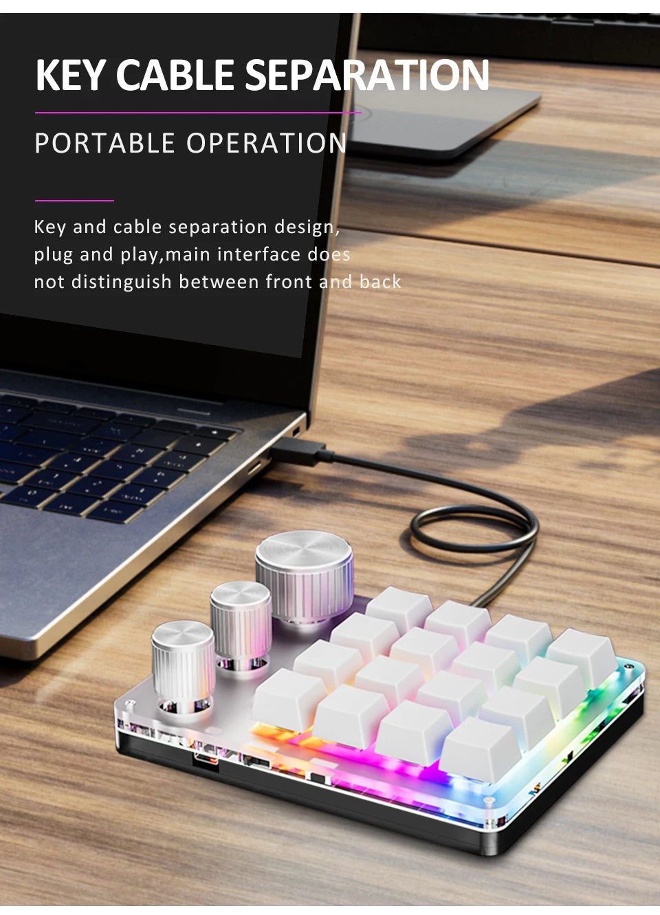 Focus Dial Macro Pad – 16-Tasten-Custom-Tastatur mit 3 Drehreglern