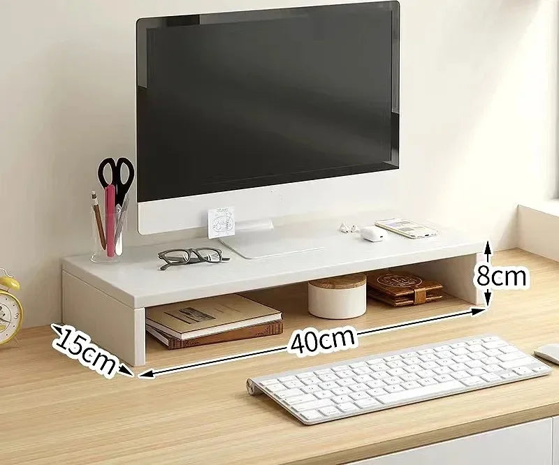 Support de moniteur Focus Tier – Étagère de bureau avec rangement pour clavier et organiseur latéral