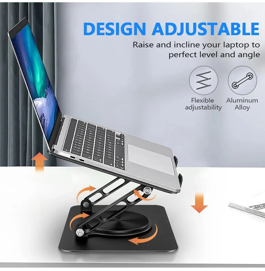 Support pour ordinateur portable Pivot Focus – Hauteur réglable et base rotative à 360°