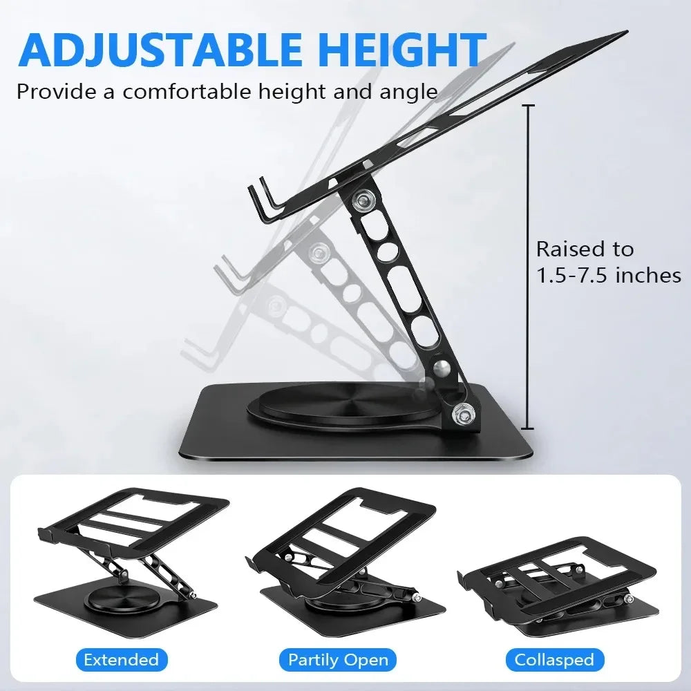 Support pour ordinateur portable Pivot Focus – Hauteur réglable et base rotative à 360°