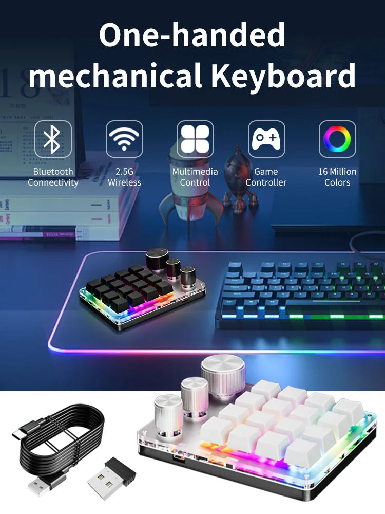 Focus Dial Macro Pad – 16-Tasten-Custom-Tastatur mit 3 Drehreglern