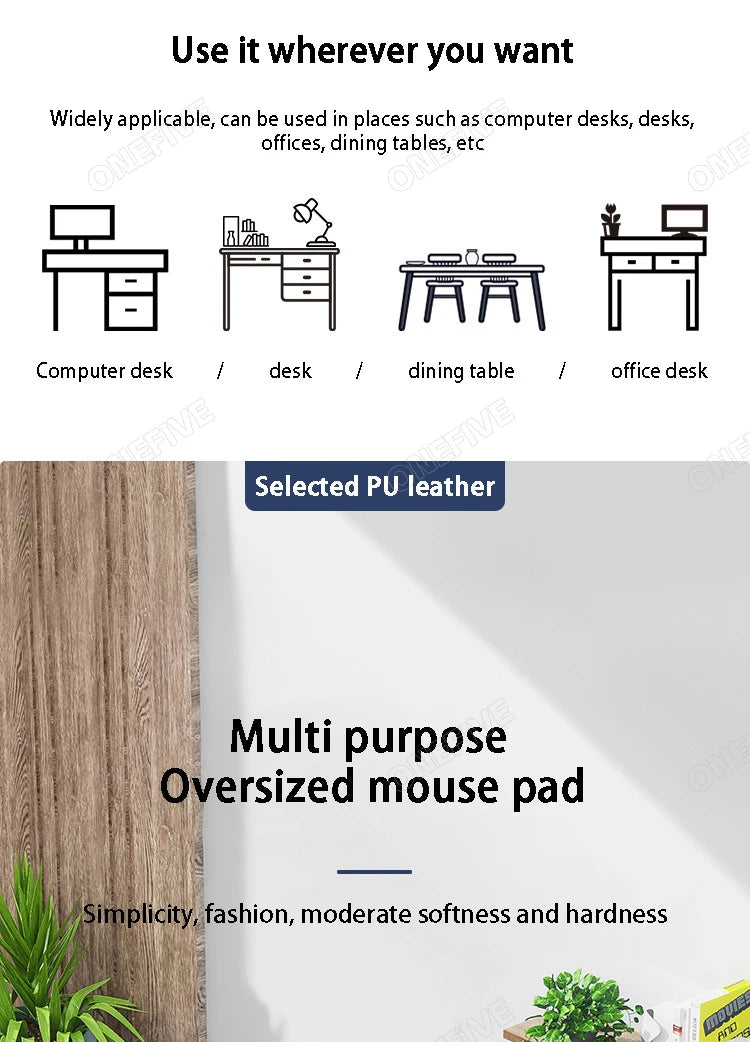 Tapis de bureau Focus Plane – Sous-main imperméable en cuir PU