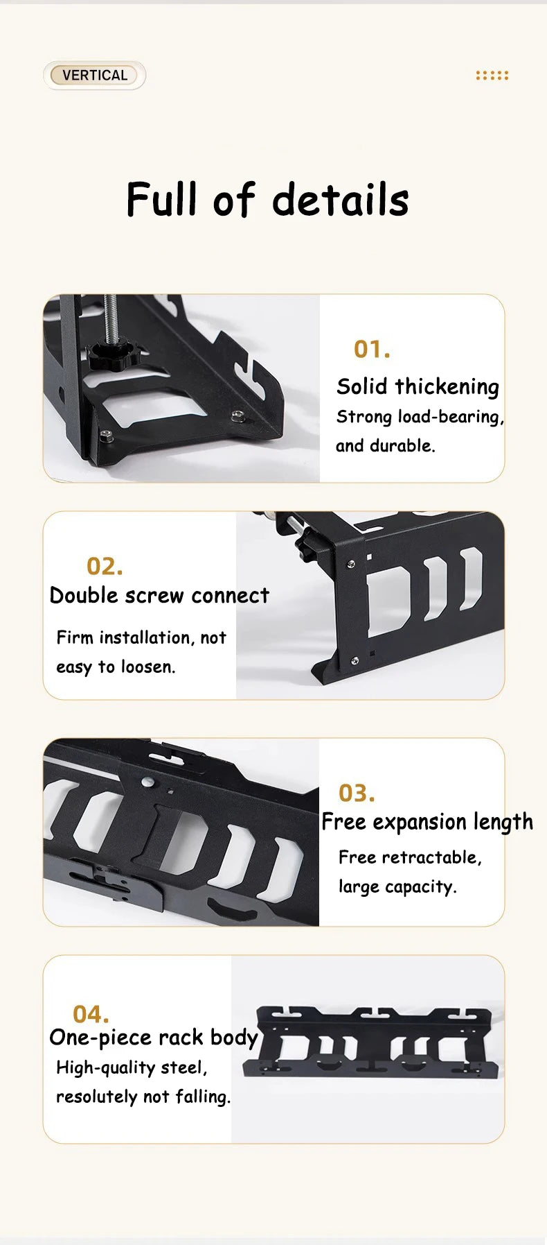 Focus Rail – Support de câbles sous bureau – Panier de serrage télescopique pour multiprises et routeurs