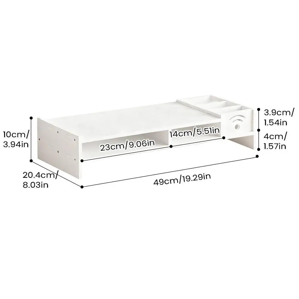 Support d'Écran Focus Stack – Étagère de Bureau à 2 Niveaux avec Rangements pour Clavier