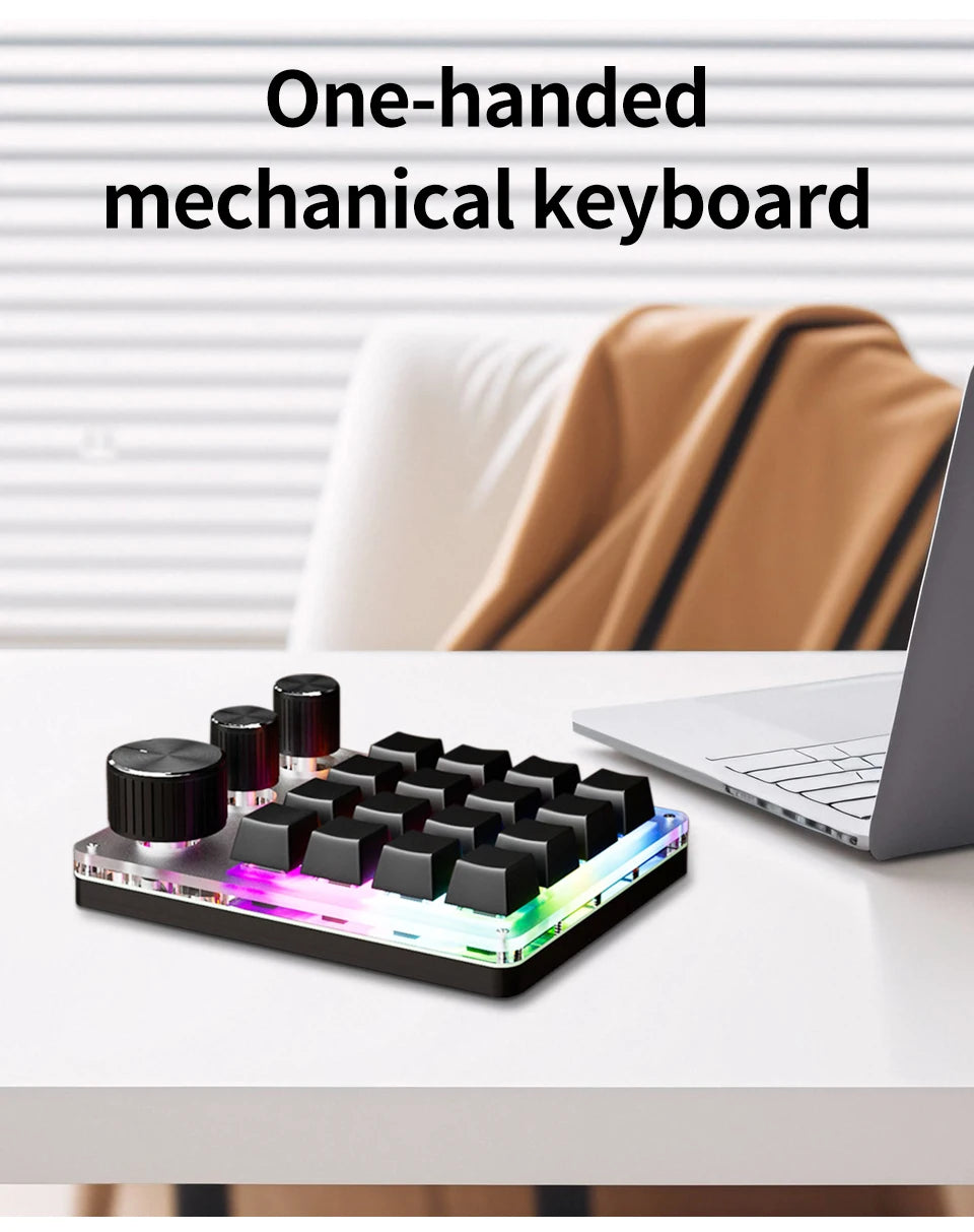Focus Dial Macro Pad – 16-Tasten-Custom-Tastatur mit 3 Drehreglern