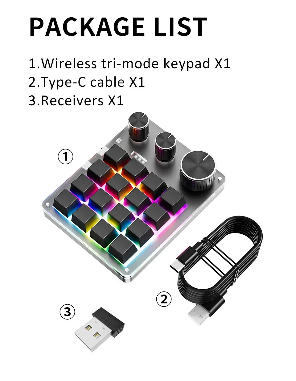 Focus Dial Macro Pad – 16-Tasten-Custom-Tastatur mit 3 Drehreglern
