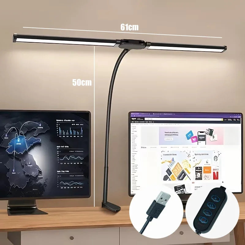 Éclairage de moniteur Focus Line – Lampe de bureau LED à pince avec faisceau dimmable pour la protection des yeux